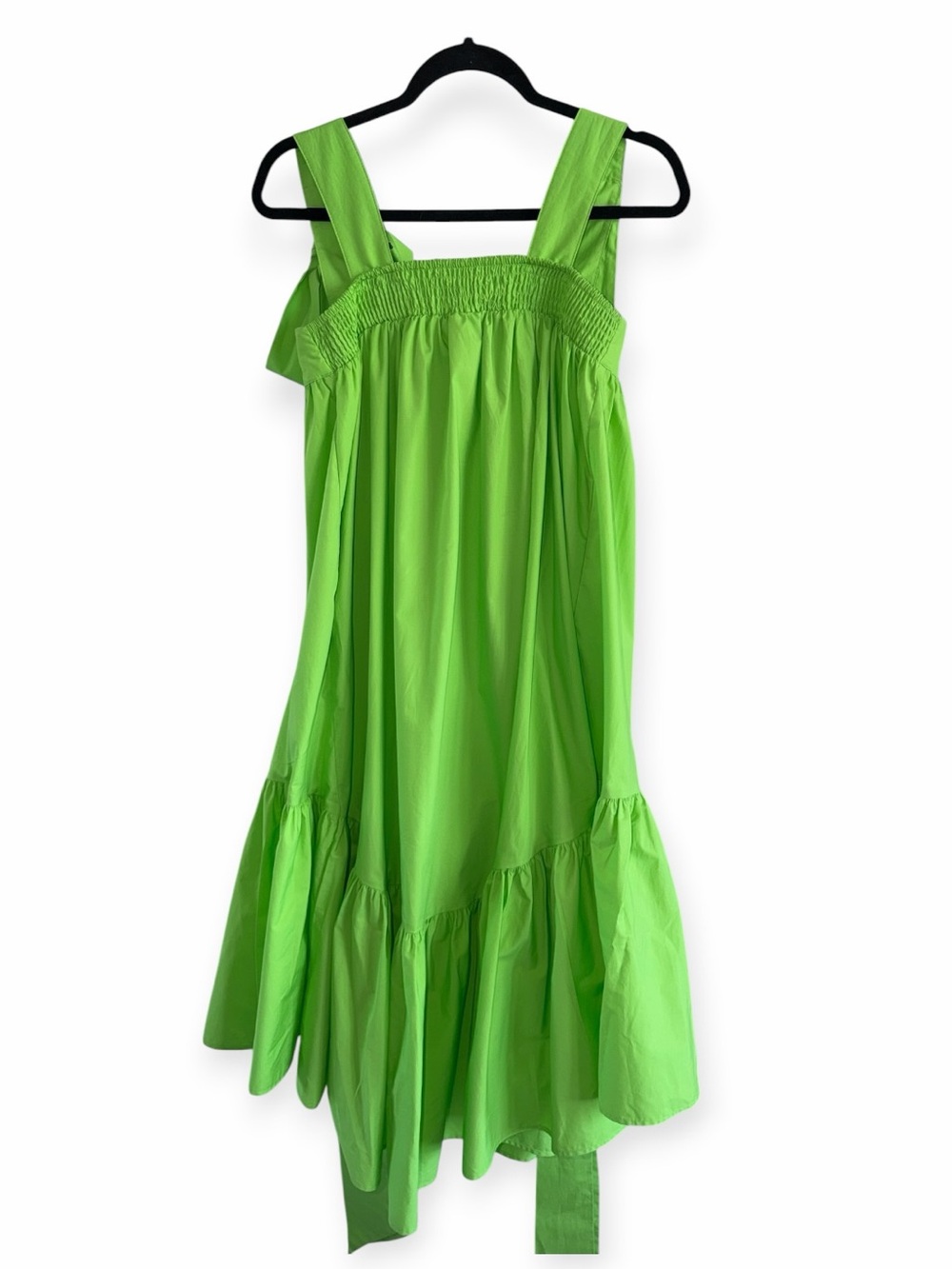 Christopher John Rogers Tie Strap High-Low Babydoll Dress Vibrant Green XXS - Picture 4 of 8